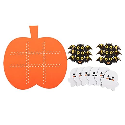 BESPORTBLE Halloween Filt Tic Toe Spel Set Filt Pumpa Bräd Spel För Barn Halloween Play Mat Set Festlig Skörde Party Dekoration Su Tillämpas