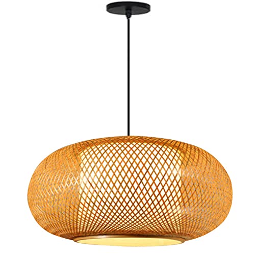 Lustre en bambou salle à manger suspension rotin bohème max 60W