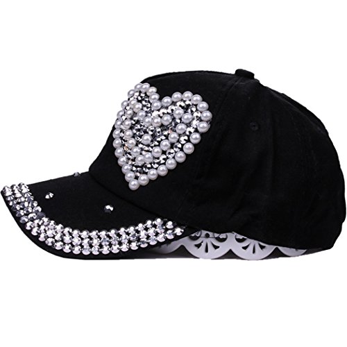 Image of Adjustable Women Men Bling Rhinestone Denim Baseball Cap Hat
