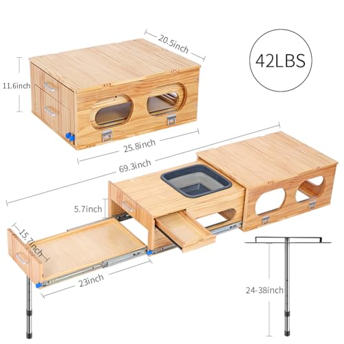 JAGAHAHA Overland Campingküche, Klappbare Campingbox mit Spüle, küchenbox Camping, Stauraum und Platz für 2 Brenner - Linke Seite, Fahrerseite, Schneller Aufbau in 1 Min