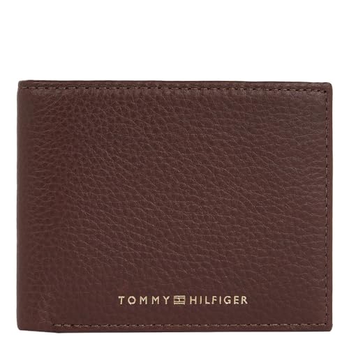 Portefeuille Tommy Hilfiger Homme en cuir cognac véritable format mini AM0AM10606