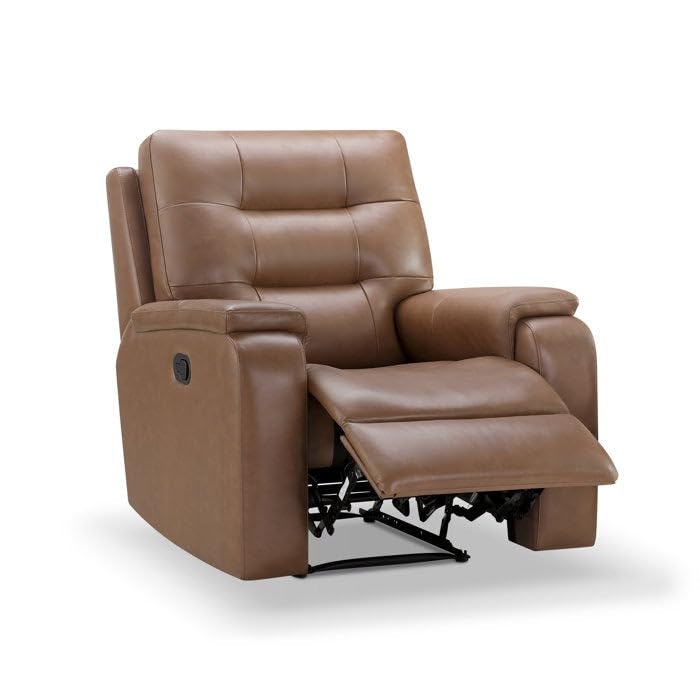 Image of Torque - Charlie 1 Seater Leatherette Manual Recliner (Brown) | Recliner Chair for Living Room, Bedroom, Office | 1 Year Warranty