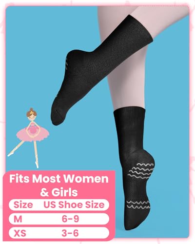 4 Pairs Dance Non Slip Socks with Spin Spot Ankle Compression Socks Ballet Dance Stockings for Women Girls Dancer4
