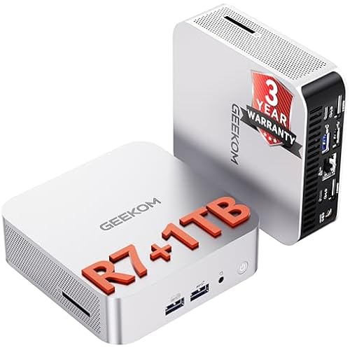 GEEKOM A8 Mini PC, Ryzen 7 8745HS, 16GB DDR5 Upgradeable RAM, 1TB SSD