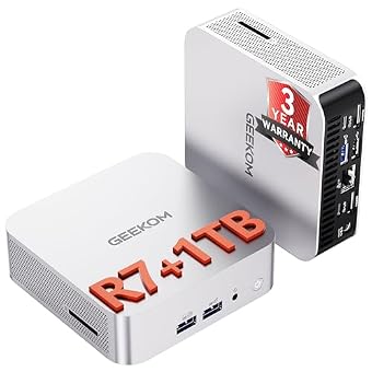 GEEKOM A8 Mini PC, Ryzen 7 8745HS, 16GB DDR5 Upgradeable RAM, 1TB SSD