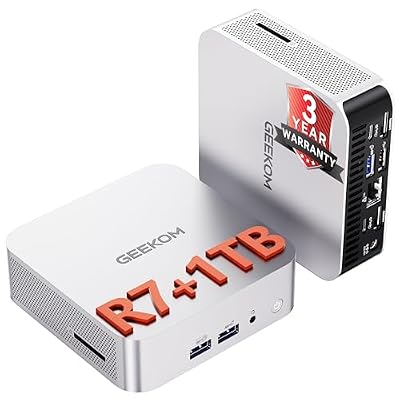 GEEKOM A8 Mini PC, Ryzen 7 8745HS, 16GB DDR5 Upgradeable RAM, 1TB SSD