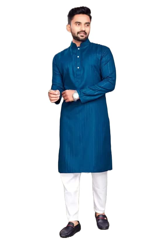 Gauri Laxmi Enterprise Men Cotton Blend Straight Lining Kurta