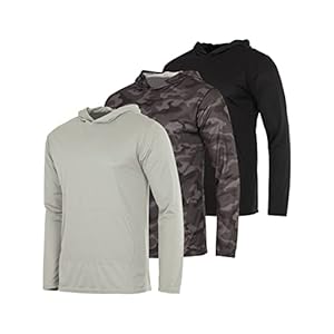 Real Essentials 3 Pack: Men’s Mesh Long Sleeve Athletic Pullover Hoodie Sweatshirt Pockets UPF 50+ (Available In Big & Tall)