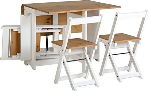 Seconique Santos Butterfly Dining Set in White/Distressed Waxed Pine