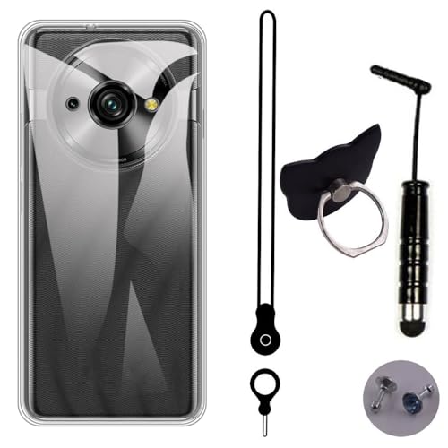 HsinchuTien とうめい カバー 耐汚れ ポーチ シリコーン Case 保護する TPU Silicone Cover ケースペン ロープ本 可兼容Oukitel C59 6.88 inchとの互換性あり