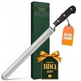 Bright Hobby Brisket Slicing Knife – 12" Brisket Knife, BBQ, Grilling Gifts For Men – Razor Sharp German Steel, Full Tang, Ergonomic Handle