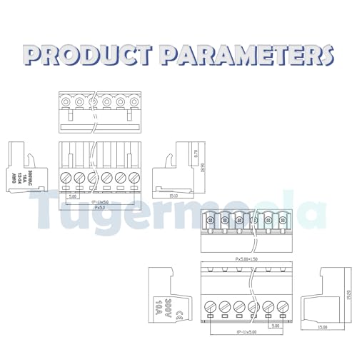Conectores PCB de tornillo 5.08mm para reparar y montar circuitos de 2 a 5 pines 2