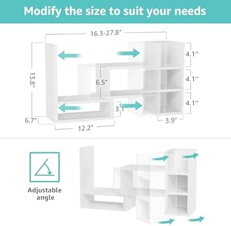 Desk Shelves Desktop Orgnizer Shlef - White Office Organization for Top of Desk Organizers and Accessories Corner Bookshelf Table Top Shelving Small Hutch Decorations for Women Office