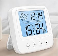 Digital Thermometer/Hygrometer, Large Screen, Backlight, Compact, Indoor, Compact, Face Mark, Alarm Included, Hygrometer, Wall Mounted, Table Stand, Heatstroke Prevention, Drying Countermeasure, Baby