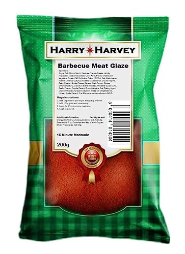 Harry Harvey BBQ Meat Glaze 200g | Barbecue Marinade Rub for Chicken, Beef, Lamb, Pork & Fish | Smoky BBQ Glaze & Rub with Sweet & Spicy Flavour | Perfect Takeaway & Grilling at Home