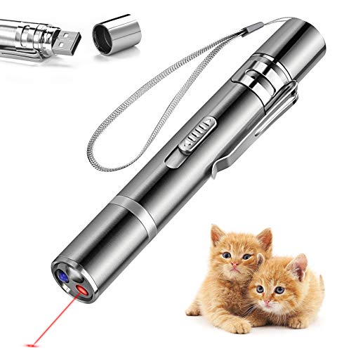 Cat Toys for Indoor Cats,2 Pack Interactive Cat Wand Toy, Kitten Chase Toys for Indoor Kitten Playing, Stainless Steel Cat Wand Toy Pet Training Exercising Stick Toy to Keep Kitty or Dogs Busy