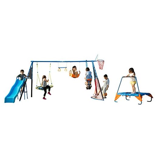 FITNESS REALITY KIDS ‘The Ultimate’ 8 Station Sports Series Metal Swing Set