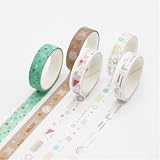 5 Rolls Washi Tape Easy-Tear Residue-Free for Journaling Scrapbooking Gift Wrapping Decorative