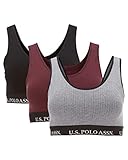 U.S. Polo Assn. Womens Bras 3-Pack - Seamless Sport Bras for Women - Plus Size Bras for Women (Heather Grey, 1X)