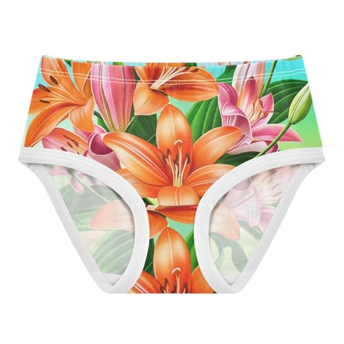Bouquet Lilies Orange Girls Underwear Toddlers 2t Cotton Panties for Girl Personalized Kids Briefs Undies
