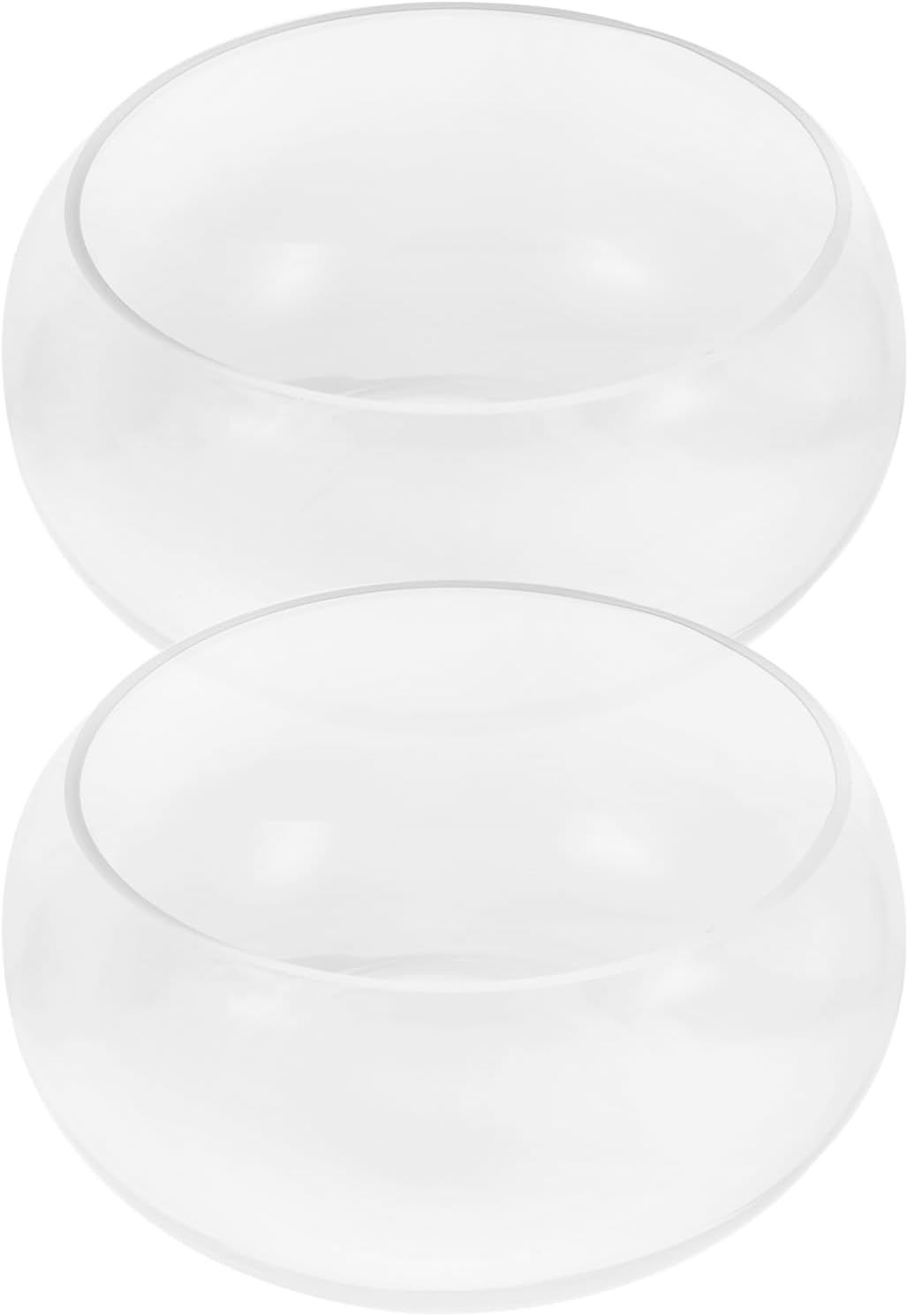Luxshiny 2pcs Round Glass Fish Bowl Transparent Turtle Feeding Tank Versatile Succulent Pot for Desk Decor Hydroponics Micro Landscape