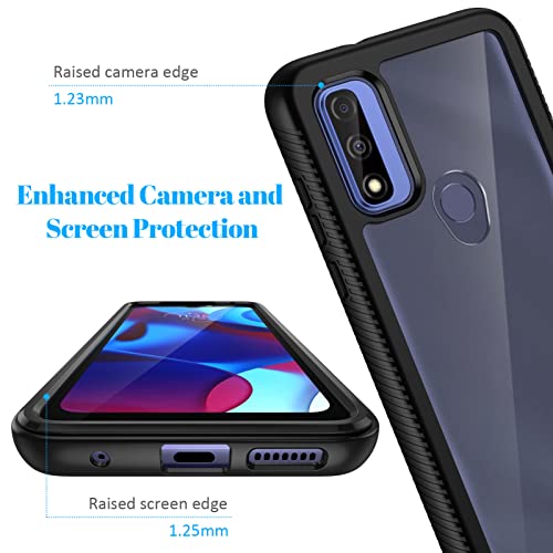 Seacosmo Designed For Moto G Pure Case, Full Body Shockproof Cover [With Built-In Screen Protector] Slim Lightweight Heavy Duty Fit Protective Phone Case For Motorola Moto G Pure 6.5 Inch, Black&Clear #TOP2