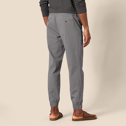 Amazon Essentials Herren Chino-Jogginghose Mit Geradem Schnitt, Kohlegrau, L