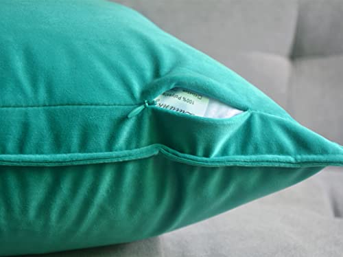 Lutanky Velvet Cushion Covers 30 x 50 cm Dark Teal Decorative Rectangle Throw Pillow Cover (Pack of 2) Soft Oblong Piped Pillowcases for Sofa Bedroom with Invisible Zipper 12x20 Inch - Image 4