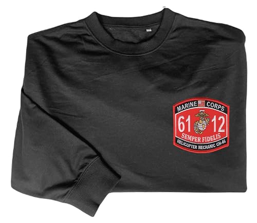 6112 mos helicopter mechanic ch 46 embroidered shirt Black2