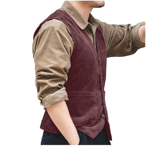 Gilet en velours côtelé homme chic style rétro britannique de qualité