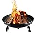 Produktbild Froadp Ø80cm Feuerkorb für den Garten, Metall Feuerschalen mit Griff, Bonfire Bowl mit 3 Abnehmbar Füßen, Stahl Feuerstelle für BBQ Draußen Terrasse Garten Balkon Camping Reisen (Schwarz)