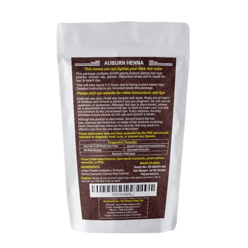 3 Packs Of Auburn Henna Hair & Beard Color/Dye 100 Grams - Natural Hair Color, Plant-based Hair Dye - The Henna Guys
