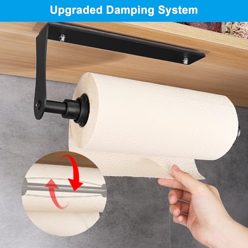 MONEER Magnetic Paper Towel Holder for Frige, One-Hand Operable Paper Towel Holder, Self-Adhesive, No Drill Magnet Paper Towel Holder for Kitchen, Refrigerator, RV, Garage (Black) by MONEER - Used condition - Image 3