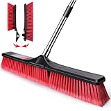 MASTERTOP 24' Push Broom Outdoor, Heavy Duty Garden Brush Broom with 58' Long Handle and Stiff Bristles,Commercial Outdoor Broom for Deck Driveway Garage Yard Patio Warehouse Concrete Floor Cleaning