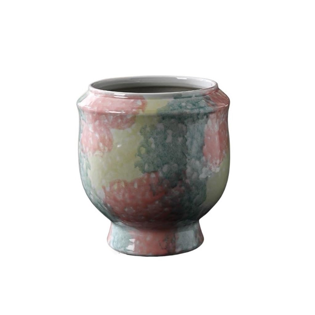 GELASIGE Flower Pots Balcony Living Room Bonsai Green Plant Ceramic Flower Pot Household High Foot Butterfly Orchid Flower Pot Outdoor Flower Pots(A)
