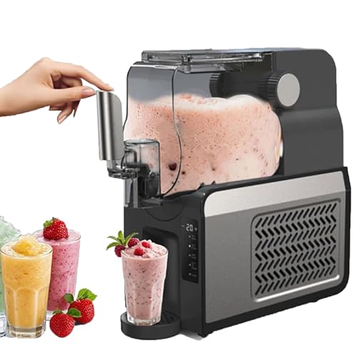 Trituradora de hielo eléctrica,máquina de granizado de hielo casero de 1.8L con pantalla táctil LCD y bandeja de goteo extraíble,10 niveles de dureza ajustables y 5 modos de bebida,temperatura -15-0°