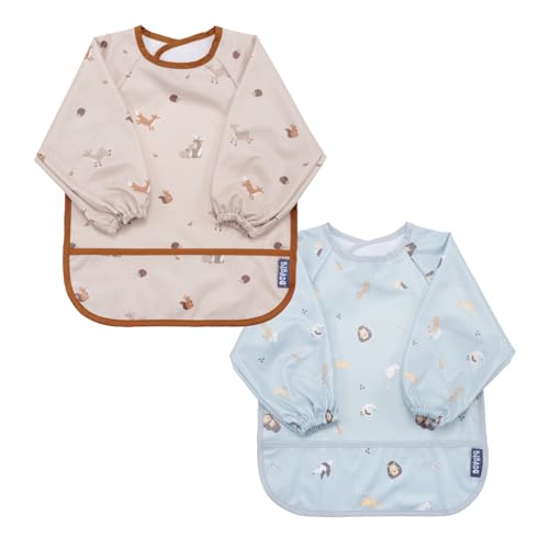 Image of BIBaDO Mess Proof Baby Bib, 2 Pack Long Sleeve Bib, 6 month - 3 Years, Waterproof Bibs for Toddlers, Baby Feeding Gift Sets