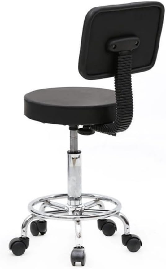 Adjustable Salon Stool, Rolling Swivel Chair with PU Leather, Round Height Adjustable Stool for Massage Spa Hair Salon, Black