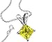 Yellow Cubic Zirconia Necklace Pendant with 18 Inch Rolo Chain in 925 Sterling Silver