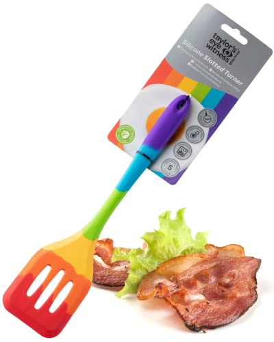 Taylors Eye Witness Large Silicone Rainbow Slotted Spatula