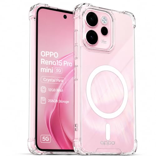 Image of Transparent Back Cover for Oppo Reno 15 Pro Mini 5G Shockproof Side TPU Bumper & Back Pc Protective Magnetic Support Cover Case (Oppo Reno 15 Pro Mini 5G)