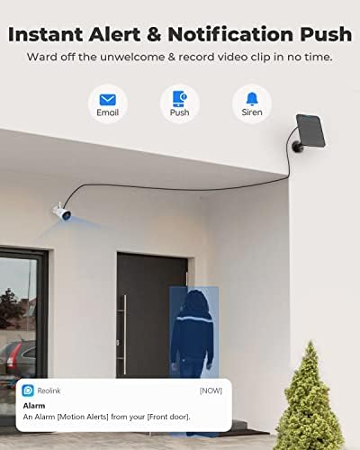Reolink Security Camera Outdoor Wireless, Argus Eco + Solar Panel, Wifi Camera 1080P Night Vision, 2-Way Audio, PIR Motion Detection, Battery Operated Security Camera Works with Alexa/Google Assistant