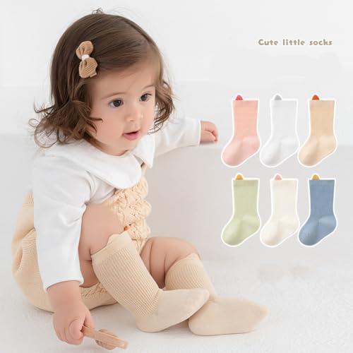Baby Girl Socks Infant Toddler Cotton Non-Slip Socks Little Girls Ruffled Stockings 4 Pairs2