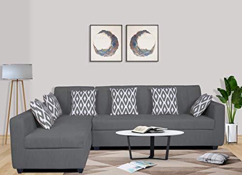 Image of Adorn India Rio Highback L Shape 6 Seater Sofa Set (Left Hand Side) (Grey) (3 Year Warranty)