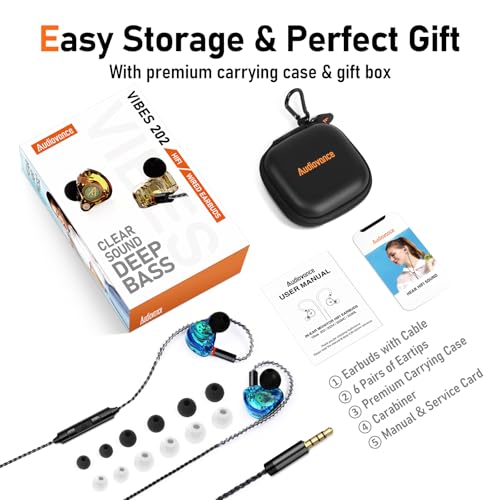 Image of Audiovance Vibes 202M HiFi Wired Earbuds in-Ear Monitor Headphones with Mic