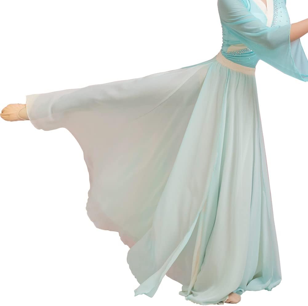 ROYAL SMEELA Chiffon Lyrical Dance Skirt Long Ballet Skirt for Women Flowy Modern Dance Skirts Ballerinas Performance Costume