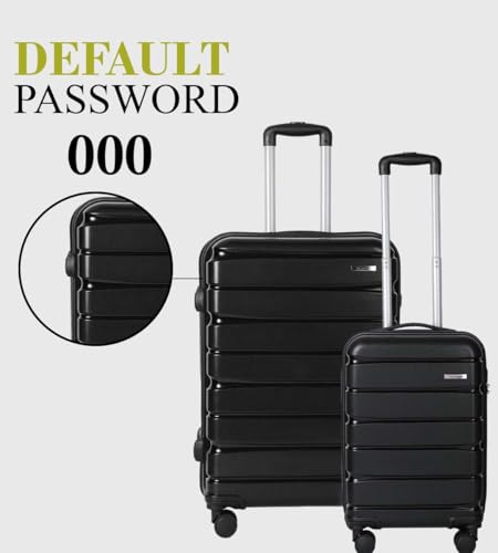 Image of TEAKWOOD LEATHERS Unisex Check in Trolley Bag for Travel, Hard Cabin with Zipper Closure, Adjustable Push Button TSA Lock System 360 Degree Rotating 8 Wheels | 55 & 65 CM | Set of 2 | Black