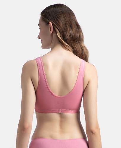 Image of Jockey ES04 Women's Wirefree Padded Super Combed Cotton Elastane Stretch Full Coverage Sleep Bra with Removable Pads and Ultrasoft Underband
