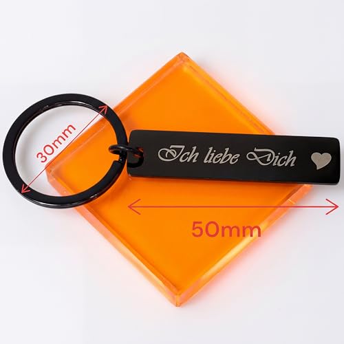 Generisch Schlüsselanhänger Gravur Ich liebe Dich graviert, Schlüsselring - Metall, Schwarz, Edelstahl, Geschenk Liebe, Geschenkidee Partner Weihnachten Nikolaus Geburtstag (Ich liebe Dich schwarz)