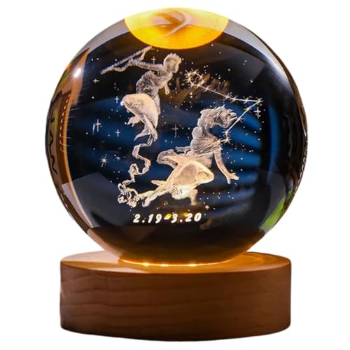 Luminária Bola Esfera Cristal De Mesa Planeta Terra Galáxia Sistema Solar LED Base Madeira Enfeite D